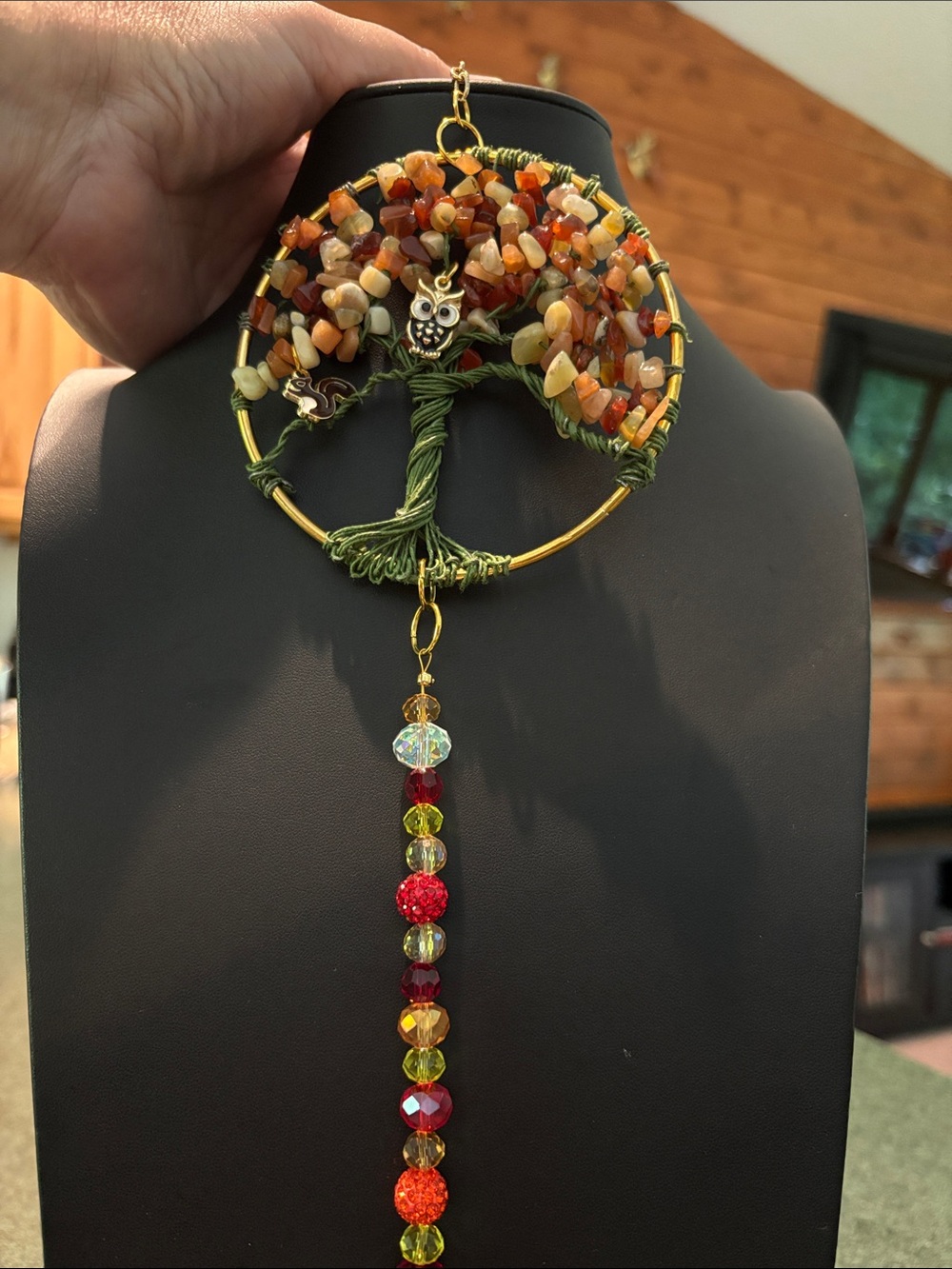 Autumn tree of life Suncatcher. Handmade